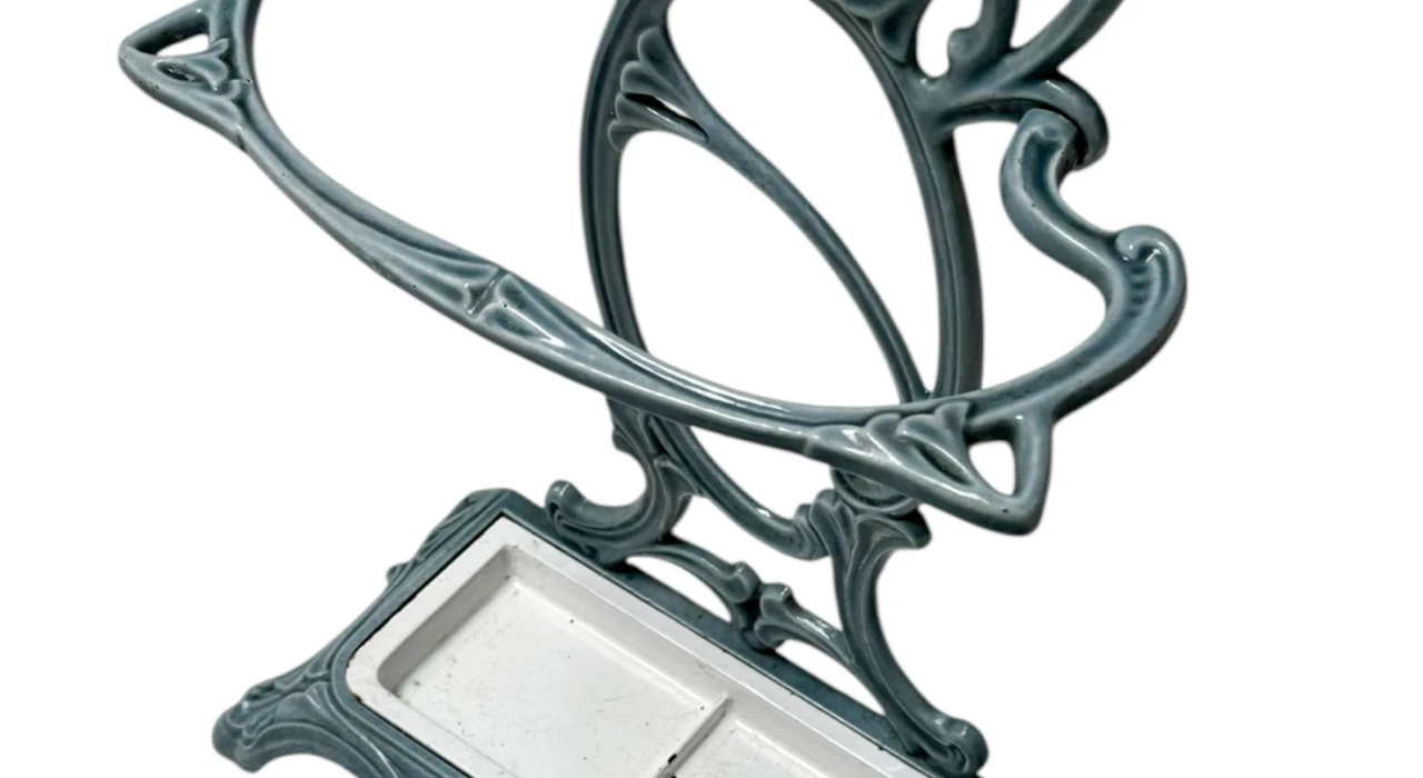Art Nouveau Enameled Iron Umbrella Stand, 1900s